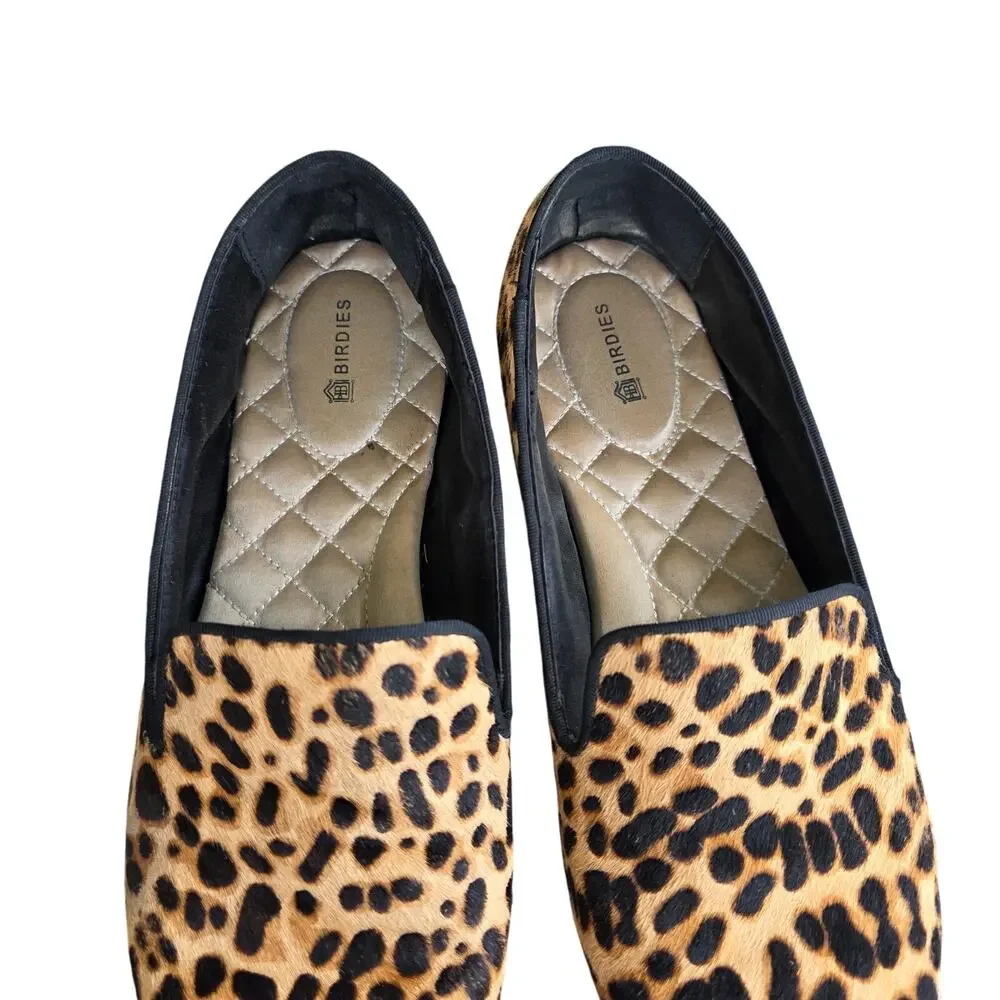 Birdies The Starling Flats Leopard Print Haircalf Size 9